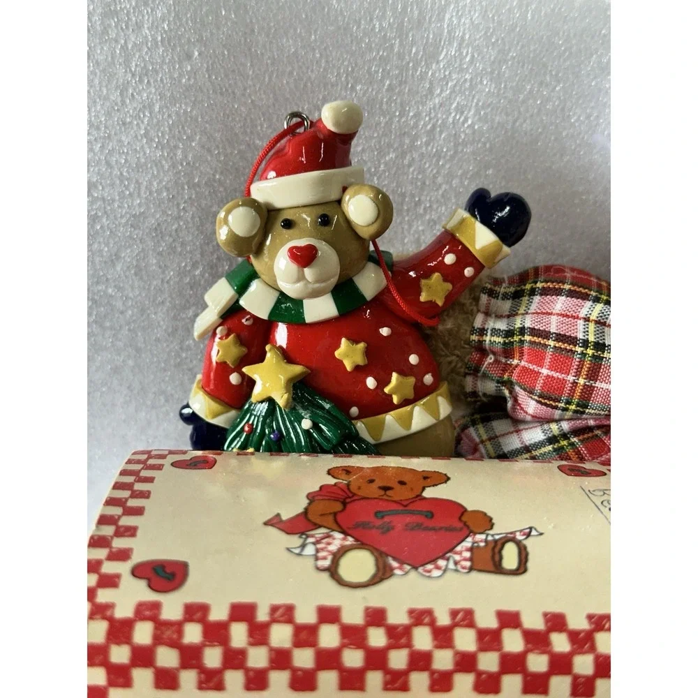 Kurt Adler Holly Bearies Teddy Bears Vintage Lot of 3 Bears One Modern Christmas